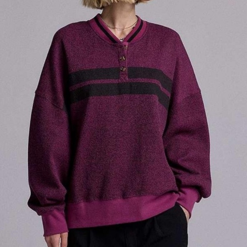 Urban Outfitters BDG Cameron Striped Thermal Long Sleeve Henley Top